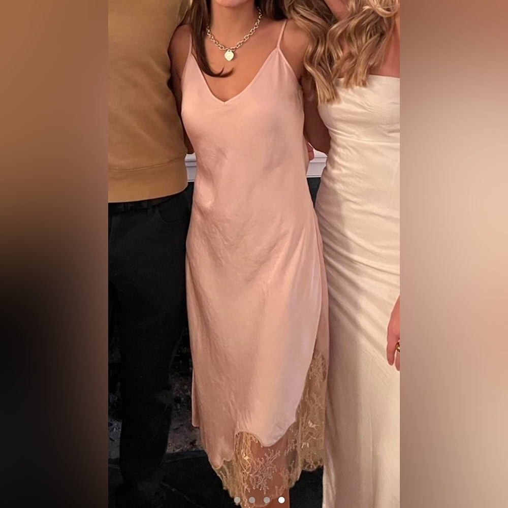 Aritzia Wilfred Sonnet Satin Midi Slip Dress XL Pink NWT $128 retail